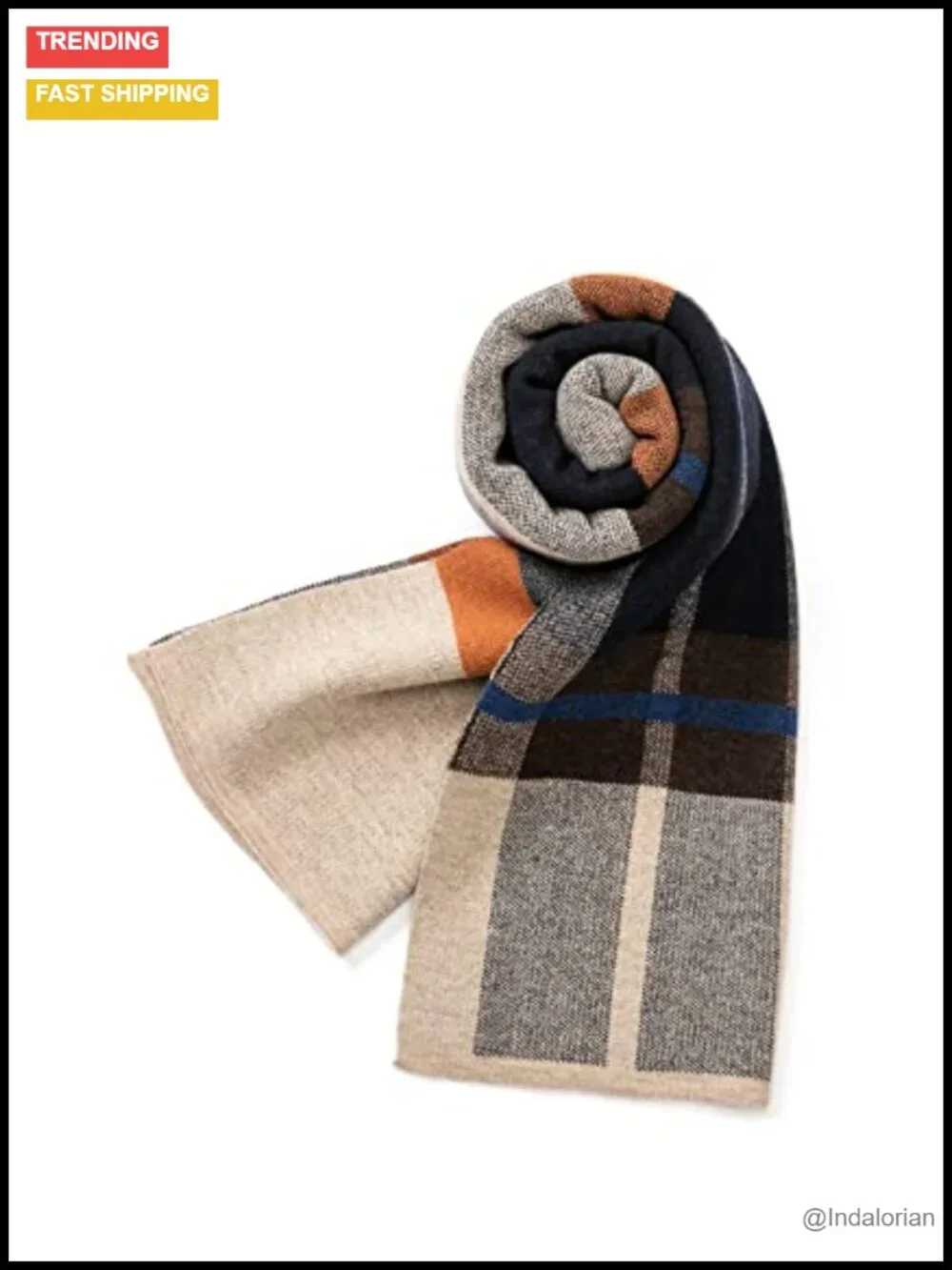 Merino Wool Tartan Knitted Scarf, Plaid Winter Warm Thick Neckwear with Gift Box